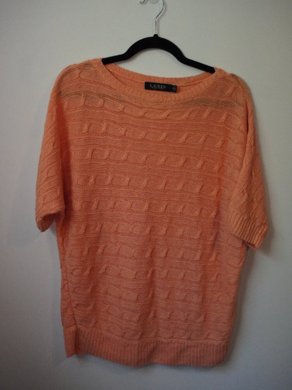 Lauren Ralph Lauren Orange Knit Short Sleeve Linen Shirt Size Extra Large